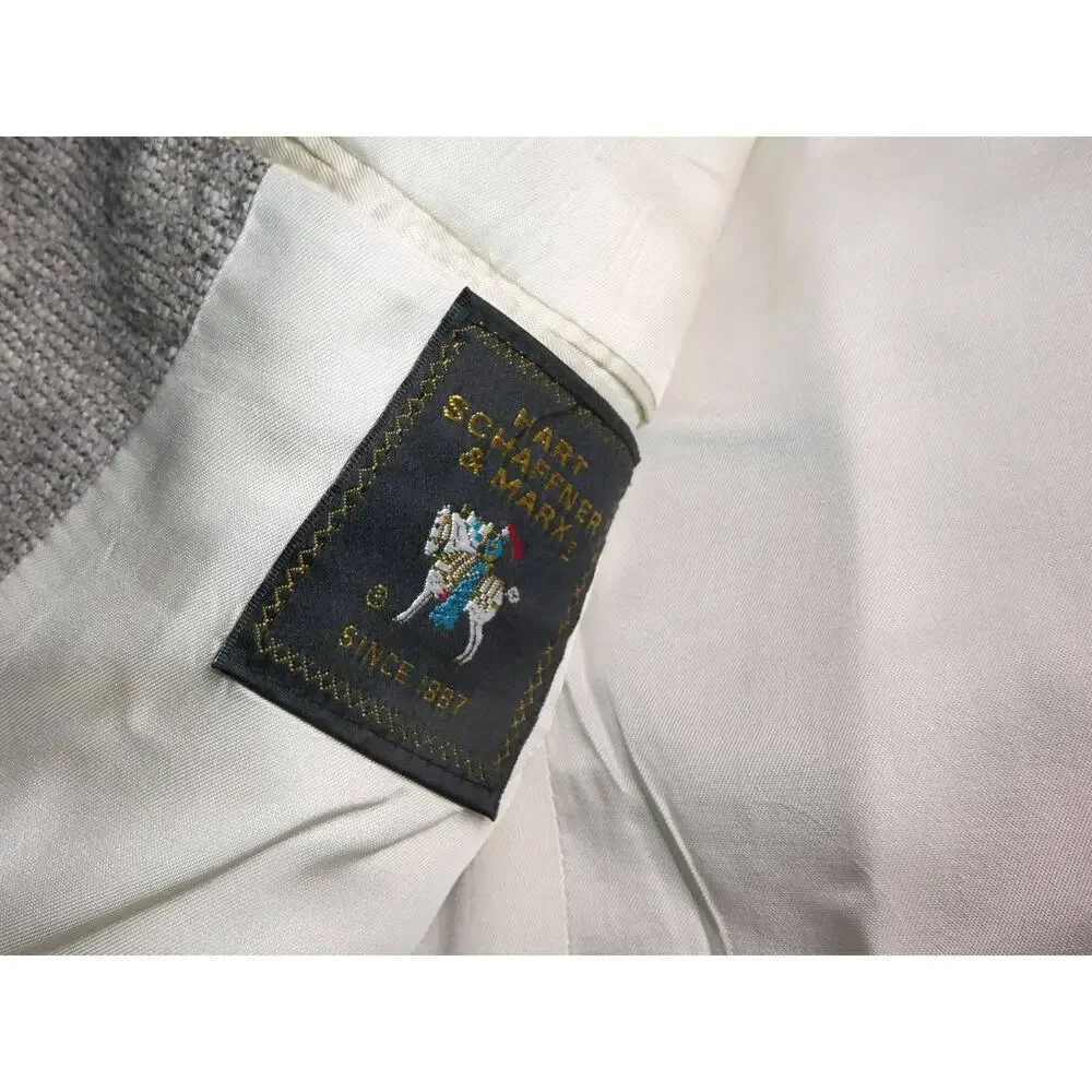 Hart Schaffner & Marx silk, silfino sport coat, 40R, light gray herringbone